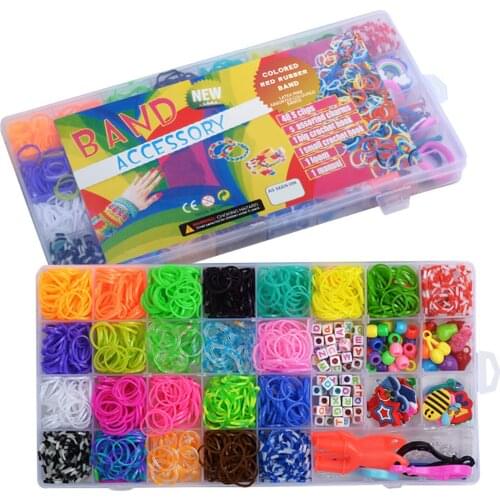 Hot Selling 1500pcs Rubber Loom Bands Set Children DIY Toys Kid Make Woven Bracelet Elastic Silicone Bracelet -B5