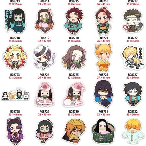 Kimetsu No Yaiba 30pcs/lot Acrylic Resins Cute design Japanese Cartoon planar resin Printed
