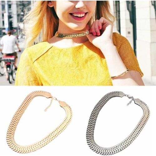 HOT!!!! Womens Fashion Luxury Thick Chain Alloy Link Bib Choker Necklace Jewelry Gift Cool hip-hop style necklace golden silver