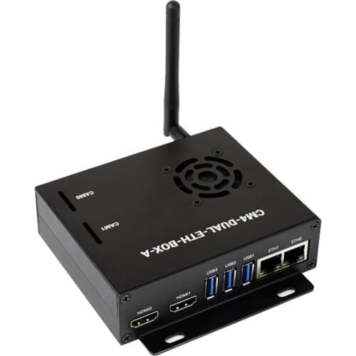 Dual Gigabit Ethernet Mini-Computer Based On Raspberry Pi Compute Module 4 (NOT Included), Metal Case, With Cooling Fan