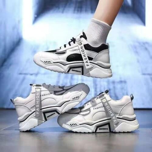 Fashion Reflective Thick Soled Sports Shoes Womens Shoes Korean Lace Up Casual Shoes Color Matching Vulcanized Shoes Women 2021
