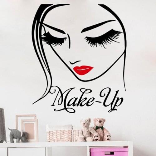 Beauty Salon Wall Sticker Red Lips Sexy Woman Vinyl Decal Make Up Room Wall Decor Girls Woman Bedroom Decoration Accessories