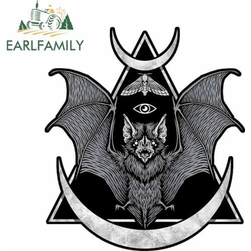 EARLFAMILY 13cm x 11.5cm for Occult Bat Car Stickers Windows Windshield Decal Personality Surfboard Suitcase Car Assessoires