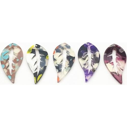 New arrival! 38x19mm 100pcs Acrylic feather Charm for Hand Made Earrings DIY parts,Jewelry Accessories Findings & Components