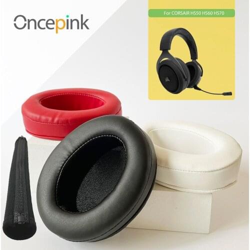 Oncepink Replacement EarPads Headband For CORSAIR-HS50-HS60-HS70 Headphone Ear Cushion Repair Parts Earphones Accessories