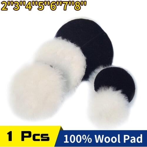 100% Wool Polishing Pad Soft Sheepskin Buffing Pads Waxing Tools Hook and Loop Back Wool Cutting Pad for Car Furniture Glass