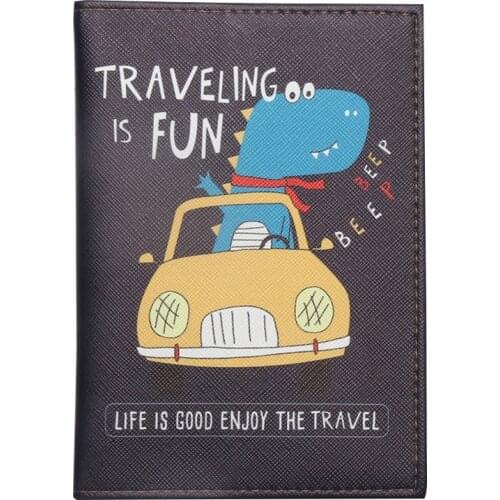 Popular Cartoon PU Leather Business Passport Cover with Card Bag Documents Holder Case 14.5*10cm