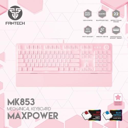 FANTECH 104 Keys MK853 USB Wired Gaming Mechanical Keyboard Notebook Desktop Tablet Keyboard White Backlit For Keyboard Gamers