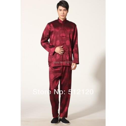 Shanghai Story Spring Tai chi suit for Men kung fu suit tradition kungfu clothing Martial Art Jacket Pants Set Red color