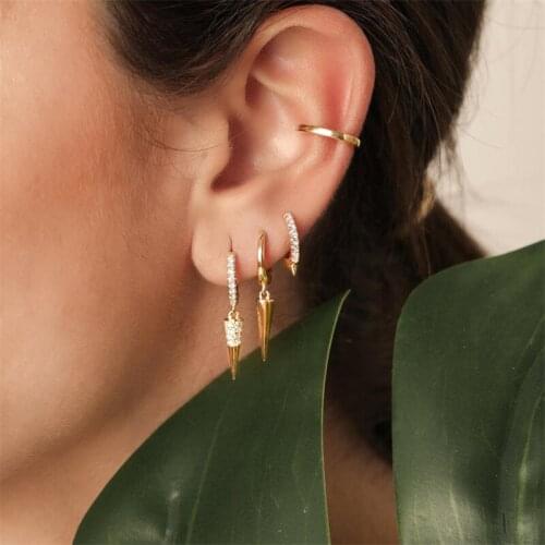 BOAKO Diamond Rivets Earrings For Women 925 Sterling Silver Earrings Dangle Piercing Jewelry Ear Cuffs Pendientes Серьги #19