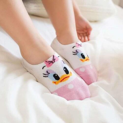 Disney 1pair Children Cotton Socks Cartoon Mickey Mouse Summer Thin Kids Cute Cotton Socks 3-10 Years Invisible non-slip socks