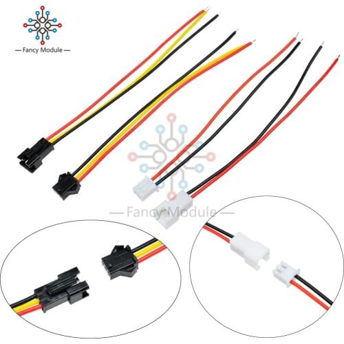 10Pairs 10cm 15cm 30cm Long JST SM 2Pins 3Pins Plug Male to Female Wire Connector spacing 3MM 2.54MM