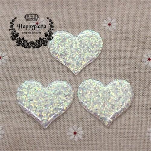 10pcs Kawaii Resin Glitter Filled White Heart Flatback Cabochon Art Supply Decoration Charm Craft DIY Accessories,31*37mm