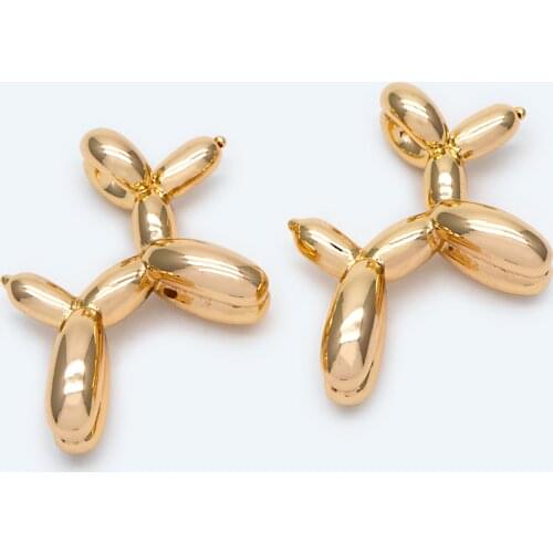 10pcs Gold Balloon Dog Charm, 22x28x9mm, For Jewelry Making Supplies, Diy Material (GB-1954)