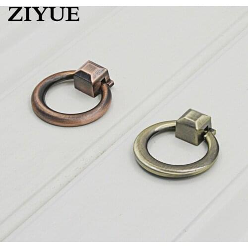 2pcs Free Shipping Zinc Alloy Antique Handle Single Hole Round Green Ancient European Rally Simple Wardrobe Door Pendant