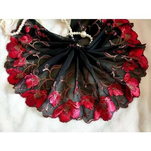 2 Colors 2 Yards Lace Trim Big Flowers Embroidered Tulle Lace 7.48 Inches Wide
