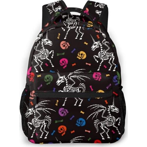 2020 OLN Backpack Women Shoulder Bag Multicolored Human Skulls And Bones School Bag For Teenage Girl Backpacks Travel Bag