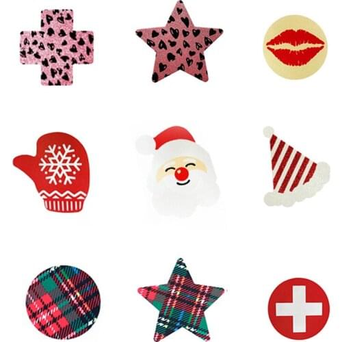 3Pairs/set Chest stickers Reusable Women Intimates Accessories Christmas Style Breast Petals Santa Cross Stick Bra Stickers