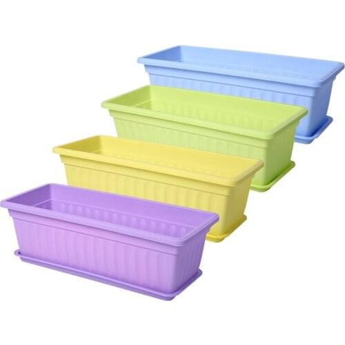 4 Packs 17 Inches Flower Window Box Plastic Vegetable Planters for Windowsill, Patio, Garden, Home Decor, Porch