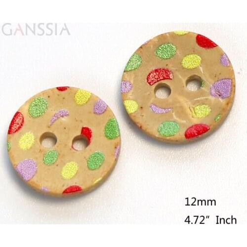 50pcs/lot Size:12mm Multicolour Coconut Round Buttons, Sewing Button for Clothing Woman Kids Decorative (KK-1064)