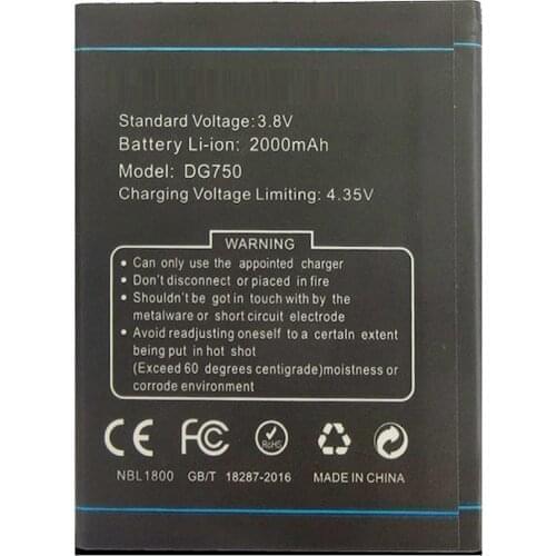 2pcs/lot Battery for Doogee DG 750 DG750 2000mAh Battery