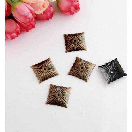 Free shipping 50Pcs Bronze Tone Square Flower Connectors Metal Crafts Gift Decoration DIY 21x21mm J3127