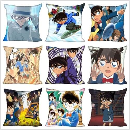 Custom Detective Conan Square Pillowcase Custom Zippered Bedroom Home Pillow Cover Case 1pcs custom 40x40cm
