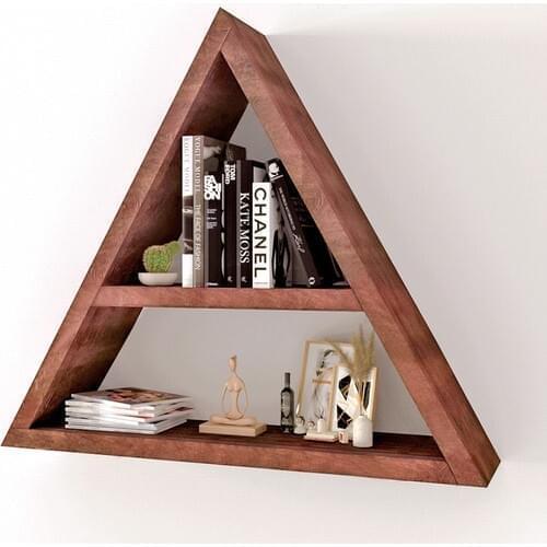 Deer Home Solid Wood Decorative Triangle Wall Shelf Bookcase