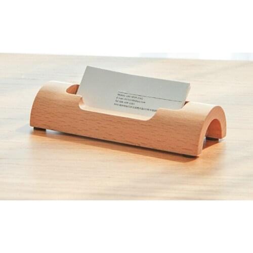 Wooden Business Card Holder Desktop Business Cards Display Name Cards Organizer Creativity Storage Box Office Decor Shelf Clip