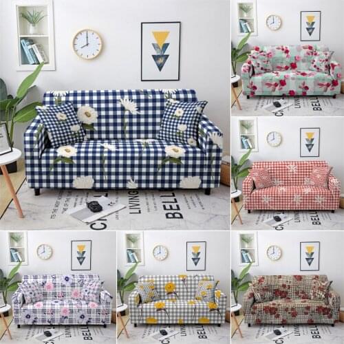 1/2/3/4 Seater Geometric Flowers Elastic Sofa Covers For Living Room Stretch Polyester Loveseat Sofa Slipcover Couch Cover