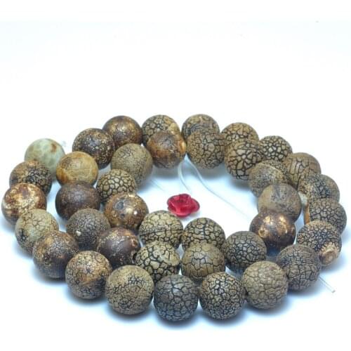 ICNWAY Dzi Bead Vintage Agate Natural Gemstone 8mm 10mm Beads Frosted Round for Silver 925 Jewelry Necklace Earring 15inch