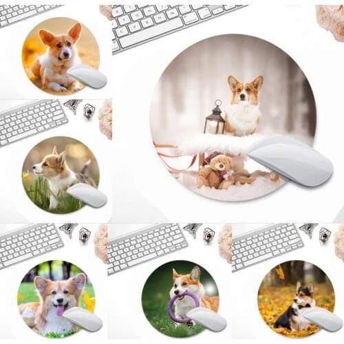 Corgi cute Customized MousePads Computer Laptop Anime Mouse Mat Round Non-slip Cushion