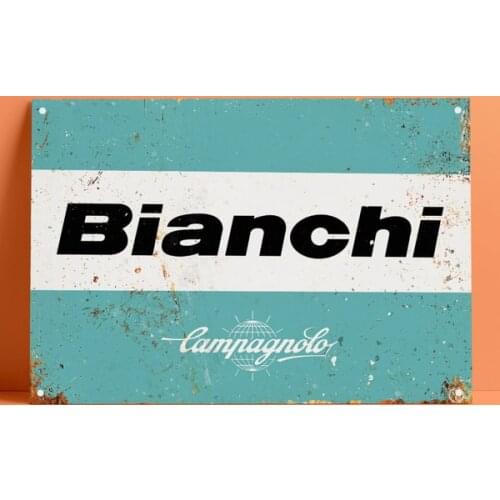 Bianchi Logo Campagnolo Retro Vintage Tin Sign Bar Pub Home Metal Poster Wall Art Decor Poster