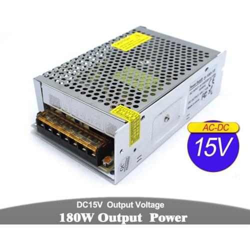 Small Volume Switching Power Supply AC110V 220V to DC15V 12A 180W Power Source Single Output SMPS For CCTV LED Lighting Monitor