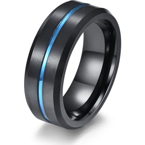 Fashion Matte Tungsten Steel Ring for Men Wedding Engagement Simple Rings Anniversary Male Him Jewelry