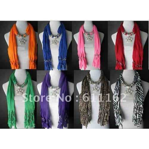 2018 top quality New pendant scarves jewelry necklace scarf with varied beads Mixed design Mixed colors Mix design 50pcs