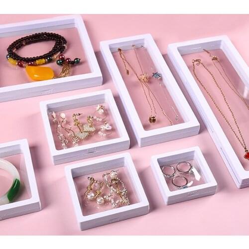 2021 New PE Film Jewelry Storage Box Brooch Coin Gems Jewelry Storage Box Dustproof Exhibition Decoration Floating Ring Case