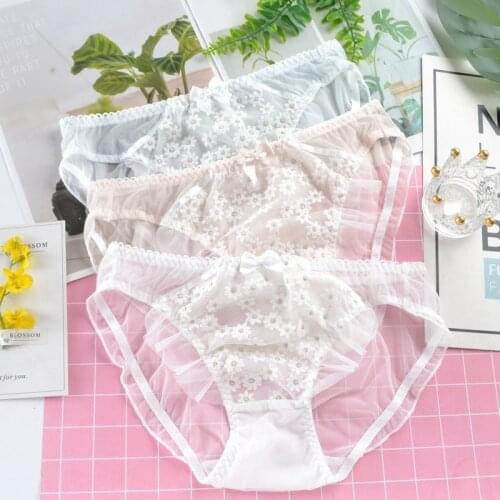 Super Sweet Cute Underwear Seamless Floral Lingerie Femme Lolita Panti Kawaii Sexy Panties for Women Girls Cotton Lace Briefs