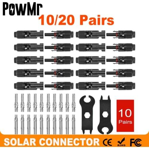 PowMr 10/20 Pairs Solar Panel Connector Male and Female+1pair Spanner Fit For Solar Cable Cross Sections 2.5mm2~6.0mm2 IP67 New