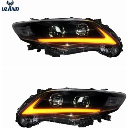 VLAND Manufacturer led lights for Car accessory head light for Corolla LED headlight 2011-2013 with yellow signal and white DRL
