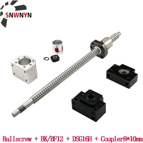 SFU1605 Rolled Ball Screw C7 With End Machined RM1605 Set+1605 Ball Nut + Nut Housing+BK/BF12 End Support +Coupler For CNC Parts