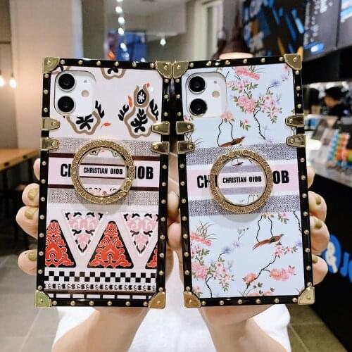Cute Retro Flower Square Phone Case For Samsung J4 Plus J6 Plus Note 10 Plus M11 M21 M31 M51 M30S Soft Silicon Phone Back Cover
