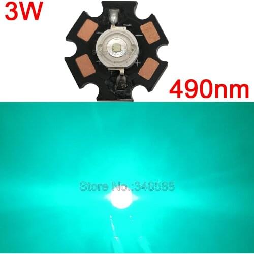 10pcs 3W 490nm - 495nm Cyan Color High Power LED Light Emitter Diode 45mil Epileds Chip on 20mm Star PCB