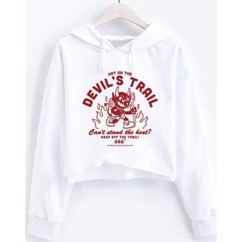 Japanese Anime Sweatshirt Long sleeve warm Women hoodie Vintage Harajuku Punk Short Pullovers Devils Trail Print Loose Coat