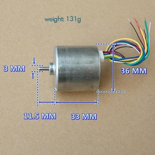 Three-phase Eight-wire DC Brushless Motor with Hall High Torque Ball Bearing Motor for DIY DC 7.2V 5850 rpm Shaft Diameter 3 MM