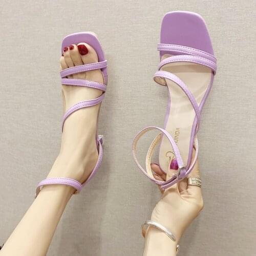 Comfort Shoes For Women 2020 Summer Beige Heeled Sandals Buckle Strap High Heels Comfort Block Ladies Black Stiletto Woman