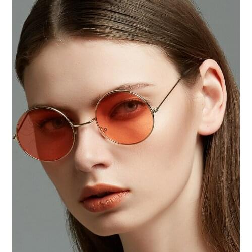 Veshion Round Sunglasses Women Men Brand Designer Sun Glasses for Female Male Vintage Retro Ladies Eyewear Alloy Legs Red Uv400