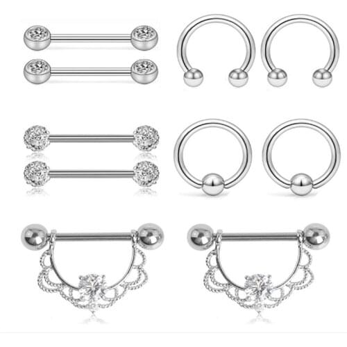 5pair/set New Style 2PCS New Fashion Nipple Rings Piercing Women Stainless Steel Nipple Rings Jewelry Creative Body Piercing