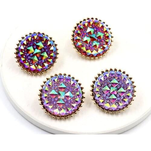 Earrings 2021 Trend Exaggerated Magic Color Large Resin Drill Round Women Earrings Birthday Wedding Party Sexy Fashion Jewelry