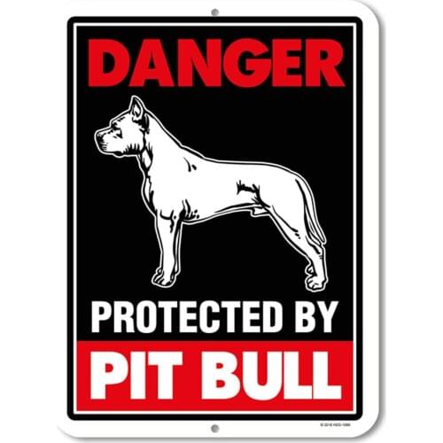 Sign Danger Protected by Pit Bull Beware of Dog Warning Metal Aluminum Tin Sign Pitbull Yard Signs